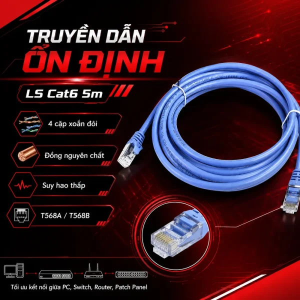 Dây nhảy mạng LS Cat6 5m – Patch cord LS Cat6 5m