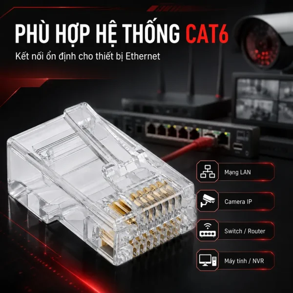 Hạt Mạng Huviron Cat6 H-RJ45/6/50