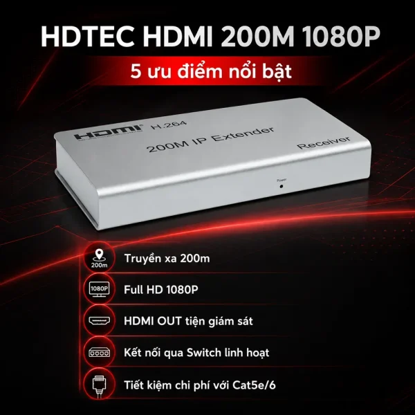 HDTEC HDMI 200M 1080P (Tích hợp chia 2 HDMI)