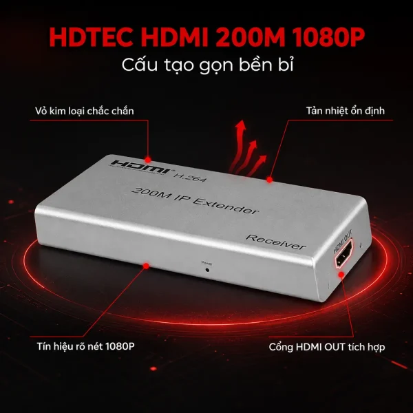 HDTEC HDMI 200M 1080P (Tích hợp chia 2 HDMI)