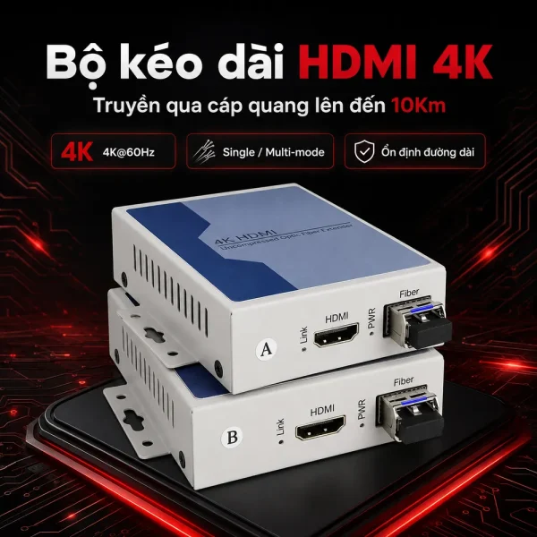 HDTEC HDMI CONVERTER 4K (Kéo dài HDMI bằng Cáp Quang)
