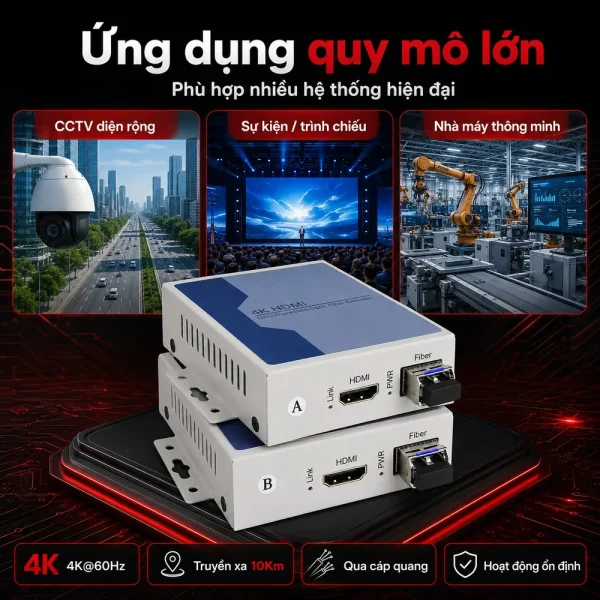HDTEC HDMI CONVERTER 4K (Kéo dài HDMI bằng Cáp Quang)