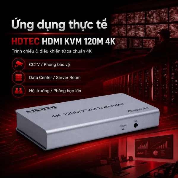 HDTEC HDMI KVM 120M 4K (Có USB, Loop) (Bộ mở rộng HDMI 120m 4K)
