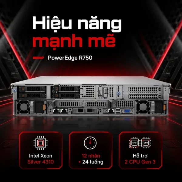 Máy chủ Dell PowerEdge R750 Chassis 24 x 2.5″