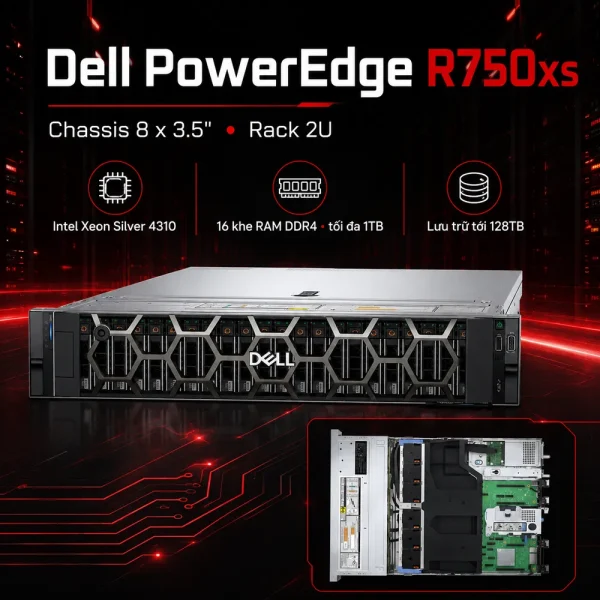 Máy chủ Dell PowerEdge R750xs Chassis 8 x 3.5″