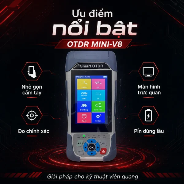 Máy đo điểm đứt cáp quang OTDR MINI-V8