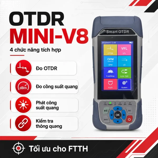 Máy đo điểm đứt cáp quang OTDR MINI-V8