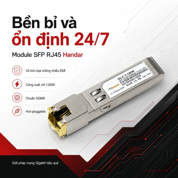 Module quang SFP Handar GLC-T-OEM 1.25G Base-T RJ45