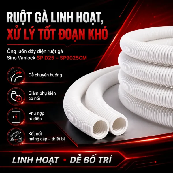 Ống luồn dây điện ruột gà Sino Vanlock SP D25 – SP9025CM