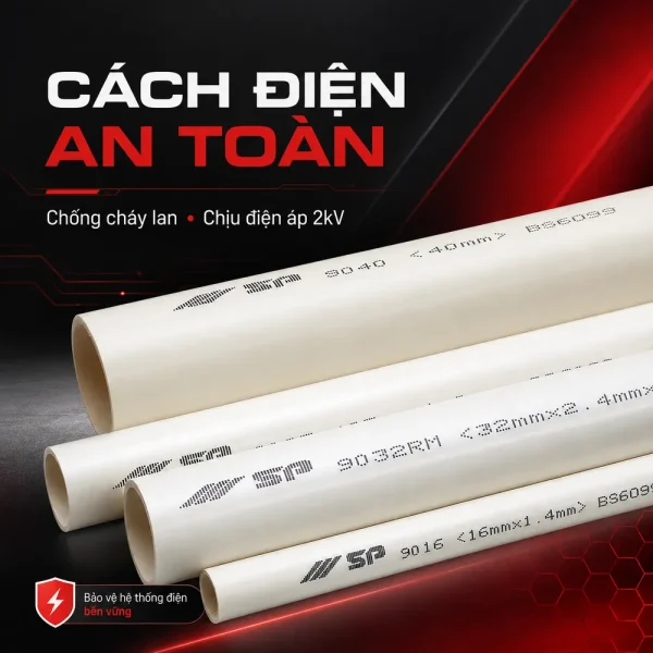 Ống nhựa cứng luồn dây điện Sino SP9016LS 320N 50 cây/bó