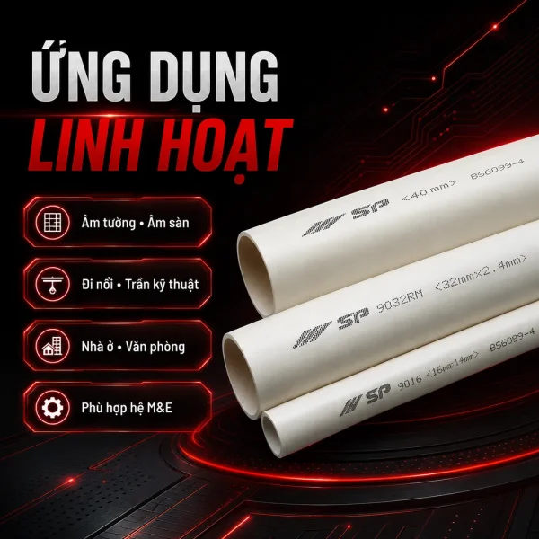 Ống nhựa cứng luồn dây điện Sino SP9020 750N 25 cây/bó