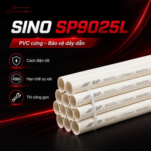 Ống nhựa cứng luồn dây điện Sino SP9025L 20 cây/bó