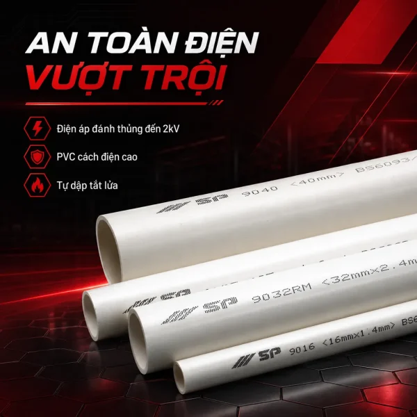 Ống nhựa cứng luồn dây điện Sino SP9025MS 750N 25 cây/bó