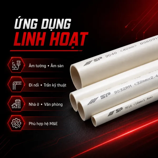 Ống nhựa cứng luồn dây điện Sino SP9032 750N 10 cây/bó