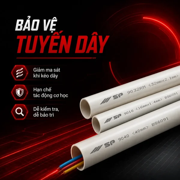 Ống nhựa cứng luồn dây điện Sino SP9032 750N 10 cây/bó