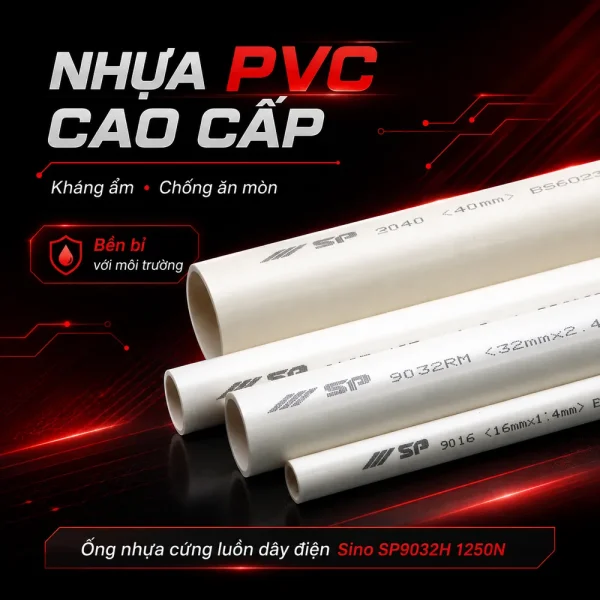 Ống nhựa cứng luồn dây điện Sino SP9032H 1250N 10 cây/bó