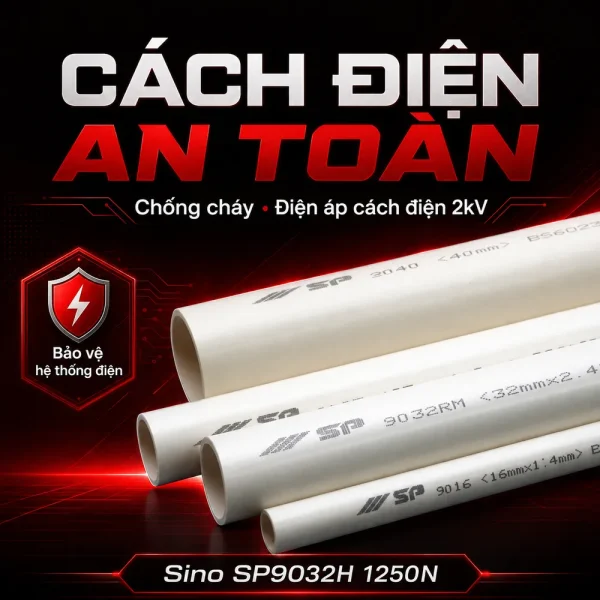 Ống nhựa cứng luồn dây điện Sino SP9032H 1250N 10 cây/bó