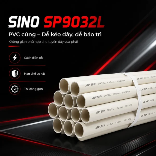 Ống nhựa cứng luồn dây điện Sino SP9032L 10 cây/bó