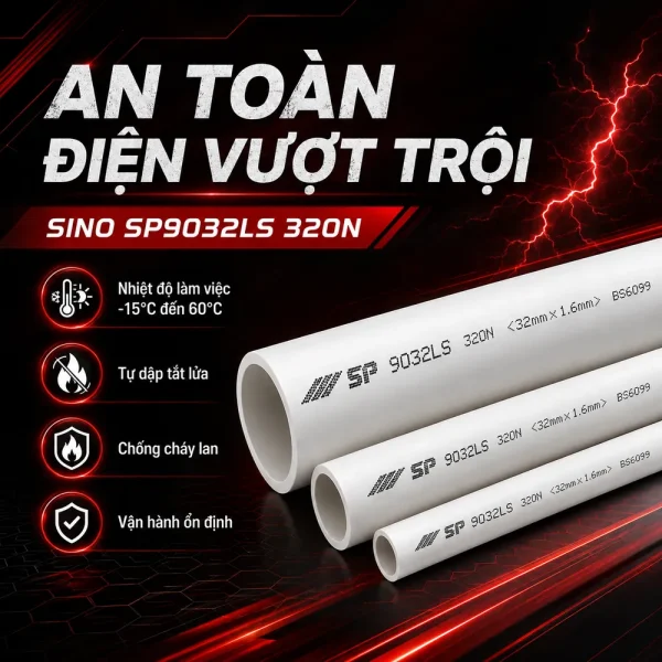 Ống nhựa cứng luồn dây điện Sino SP9032LS 320N 10 cây/bó