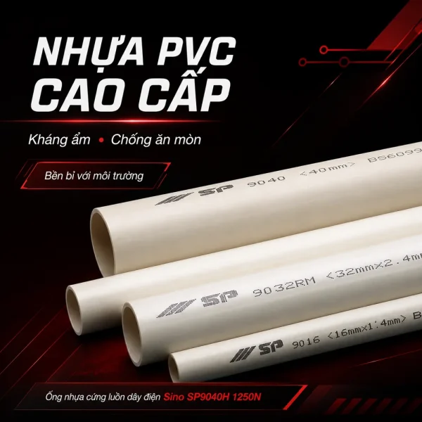 Ống nhựa cứng luồn dây điện Sino SP9040H 1250N 5 cây/bó