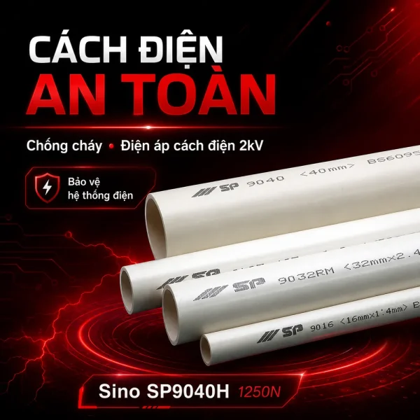 Ống nhựa cứng luồn dây điện Sino SP9040H 1250N 5 cây/bó