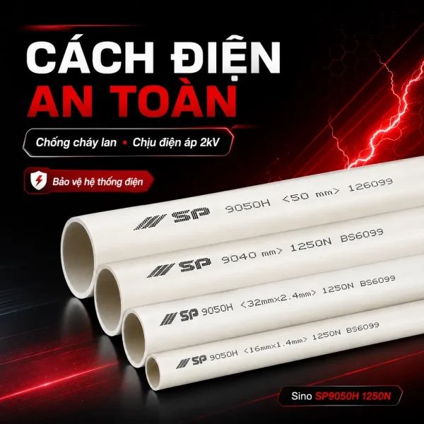 Ống nhựa cứng luồn dây điện Sino SP9050H 1250N 5 cây/bó
