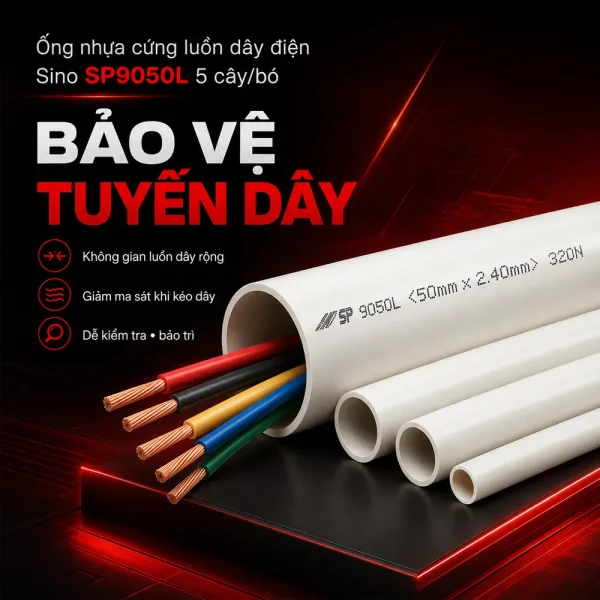 Ống nhựa cứng luồn dây điện Sino SP9050L 5cây/bó