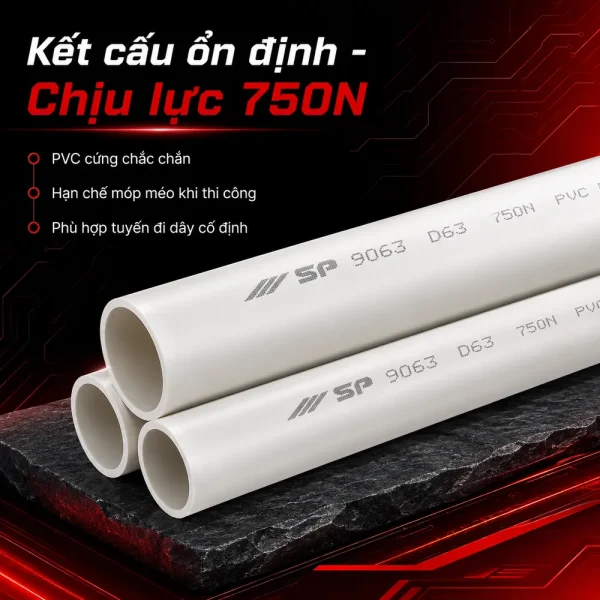Ống nhựa cứng luồn dây điện Sino SP9063 750N 3 cây/bó