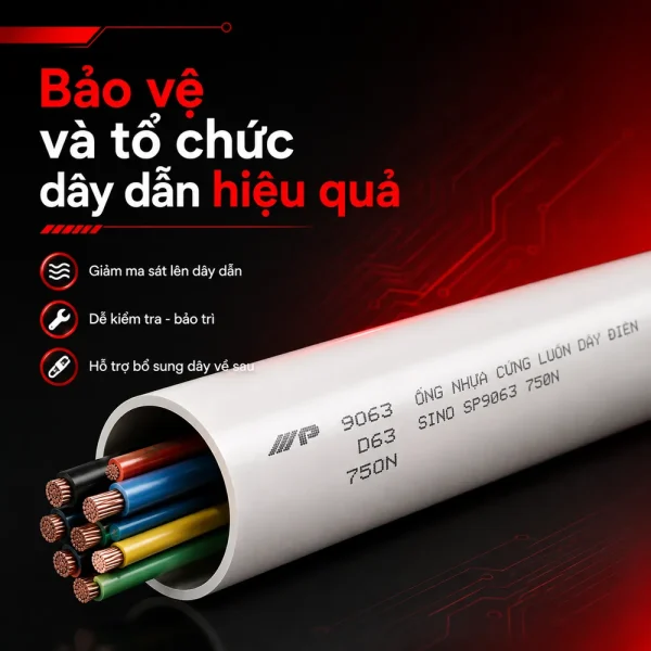 Ống nhựa cứng luồn dây điện Sino SP9063 750N 3 cây/bó
