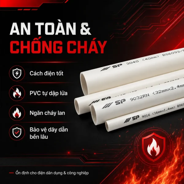 Ống nhựa cứng luồn dây điện Sino VL9016 320N 50 cây/bó