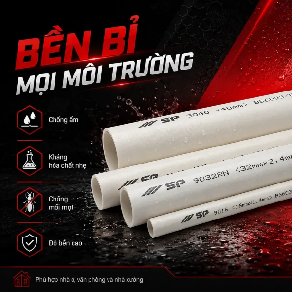 Ống nhựa cứng luồn dây điện Sino VL9016 320N 50 cây/bó