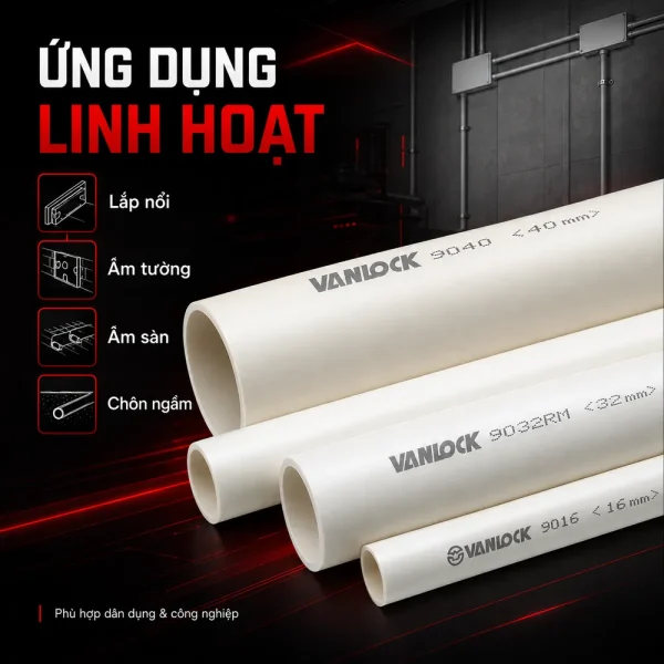 Ống nhựa cứng luồn dây điện Sino VL9016M 750N 50 cây/bó