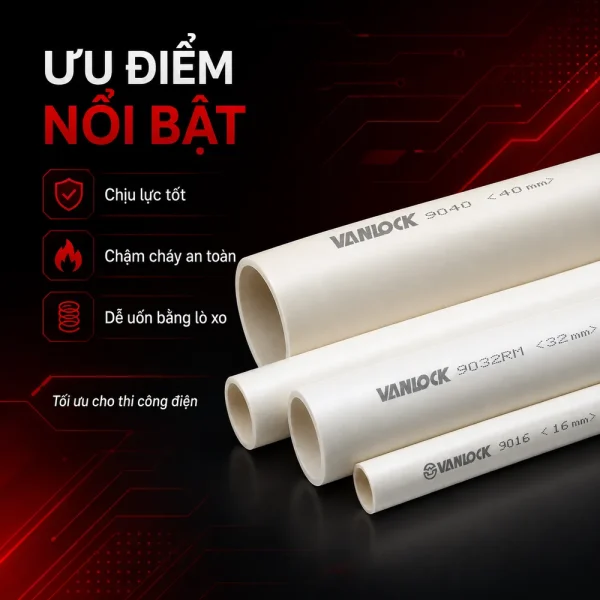 Ống nhựa cứng luồn dây điện Sino VL9016M 750N 50 cây/bó