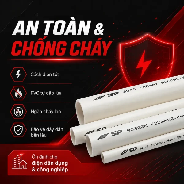 Ống nhựa cứng luồn dây điện Sino VL9020 320N 25 cây/bó