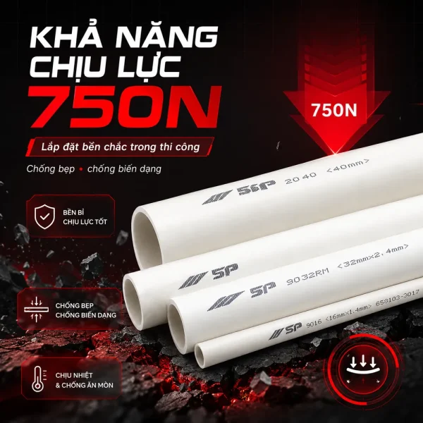 Ống nhựa cứng luồn dây điện Sino VL9020M 750N 25 cây/bó