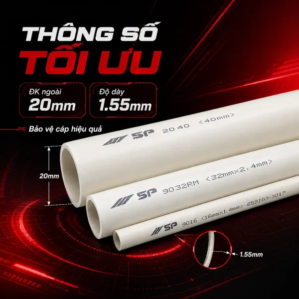 Ống nhựa cứng luồn dây điện Sino VL9020M 750N 25 cây/bó