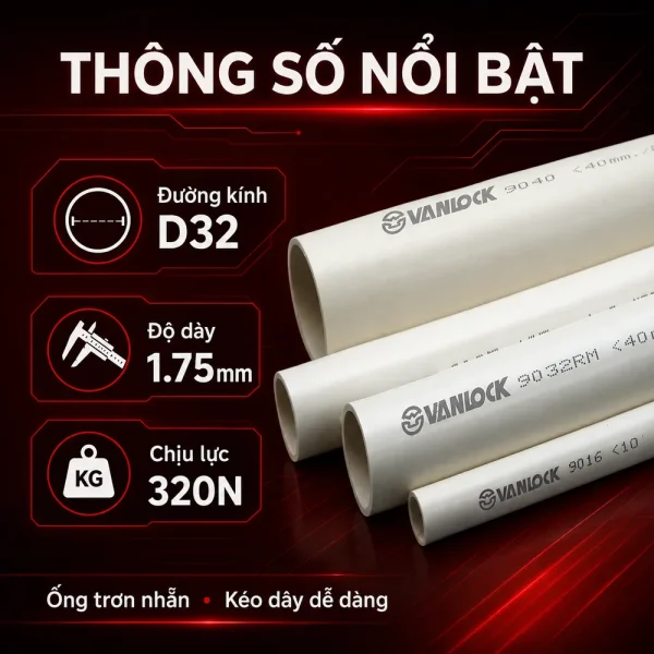 Ống nhựa cứng luồn dây điện Sino VL9032 320N 10 cây/bó
