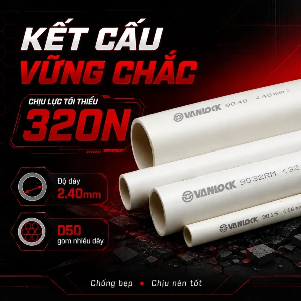 Ống nhựa cứng luồn dây điện Sino VL9050 320N