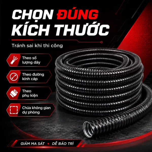 Ống ruột gà lõi thép bọc nhựa đường kính 1 1/4 inch D32