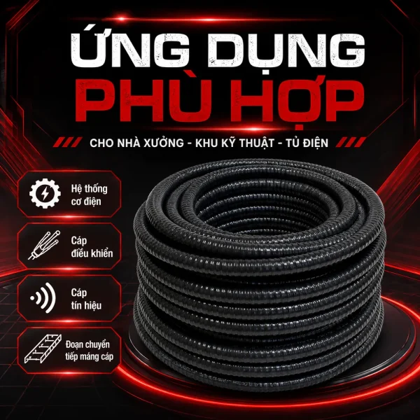 Ống ruột gà lõi thép bọc nhựa đường kính 3 inch