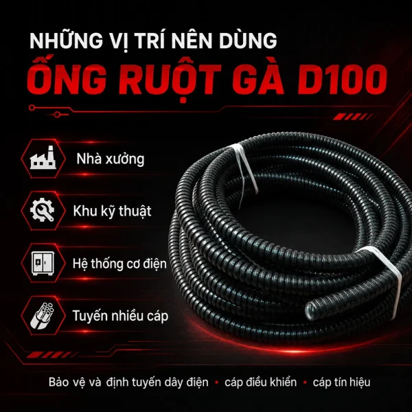 Ống ruột gà lõi thép bọc nhựa đường kính 4 inch