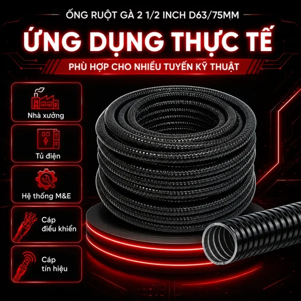 Ống ruột là lõi thép bọc nhựa đường kính 2 1/2 inch