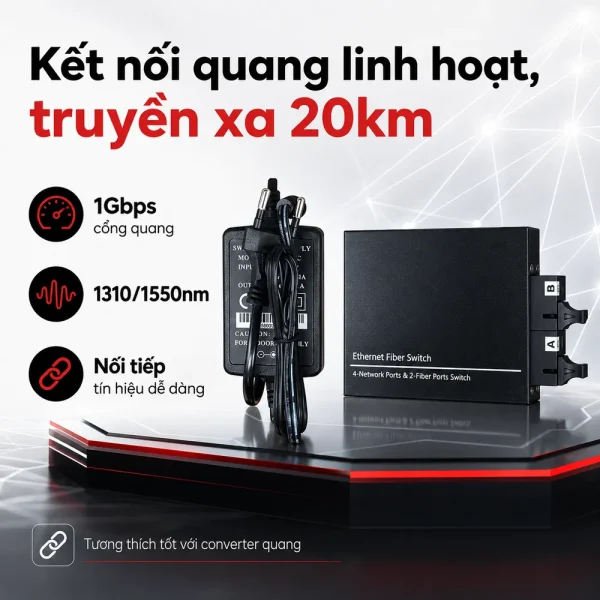 Switch 2 cổng quang SC + 4 cổng RJ45 HOLINK HL-FT-2F4E