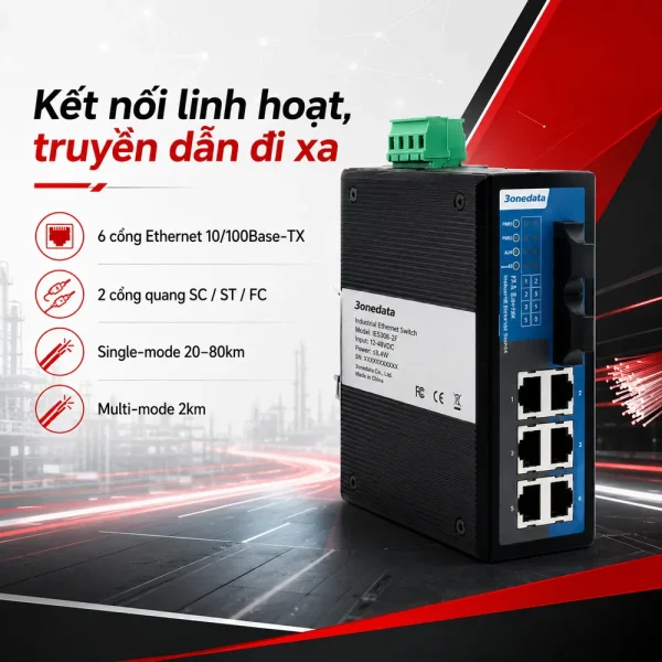 Switch 3Onedata 6 cổng Ethernet + 2 cổng Quang IES308-2F
