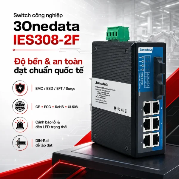 Switch 3Onedata 6 cổng Ethernet + 2 cổng Quang IES308-2F