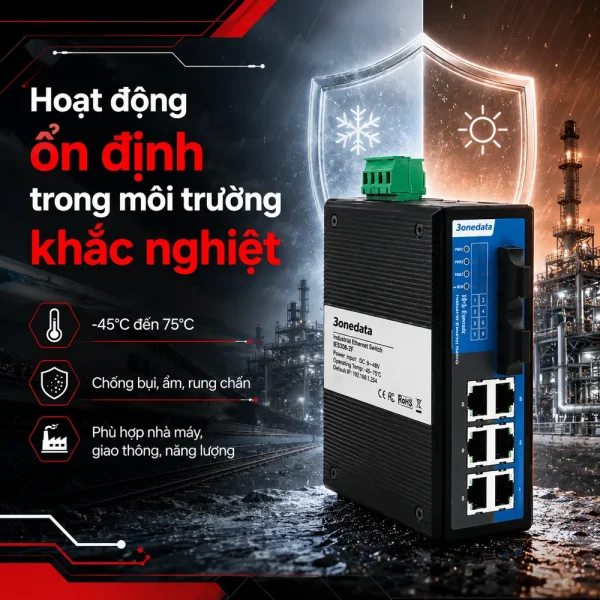 Switch 3Onedata 6 cổng Ethernet + 2 cổng Quang IES308-2F