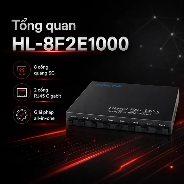 Switch quang Ho-Link HL-8F2E1000 8 port SC + 2 port RJ45