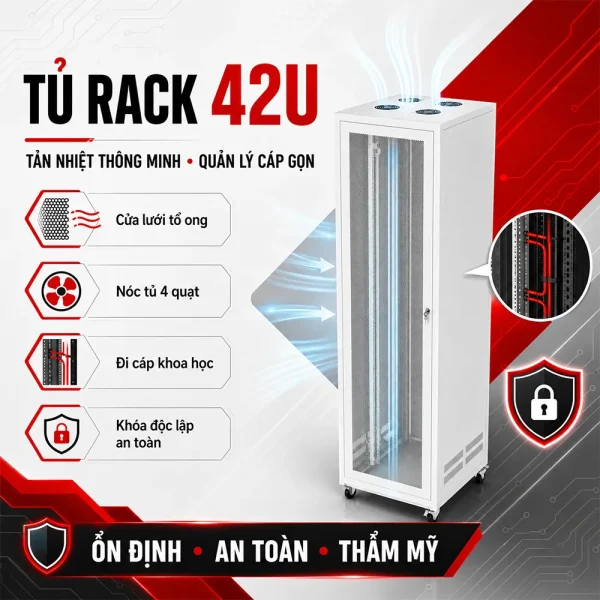 Tủ Rack 42U Chuẩn 19 inch D600, D800, D1000