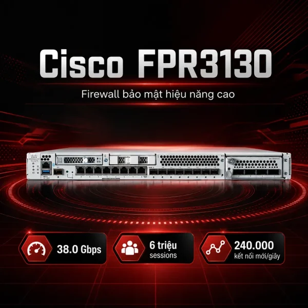 Tường lửa Cisco FPR3130 8 cổng RJ45, 8 cổng 1/10/25GbE và 4 cổng 40G