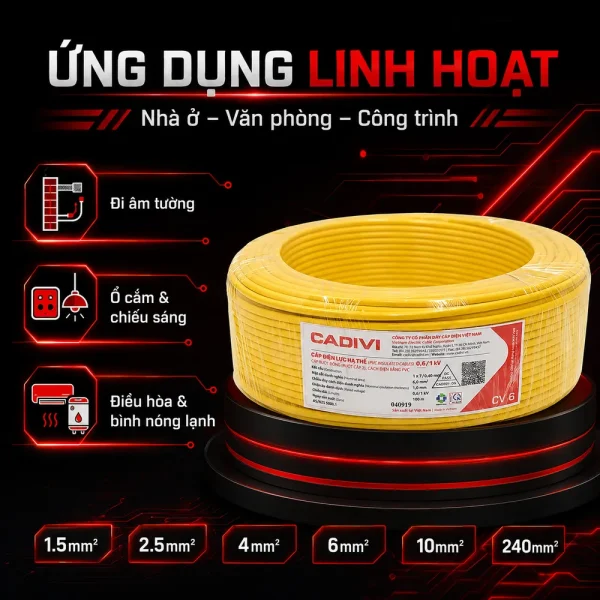 VCm cadivi dây điện đơn chính hãng